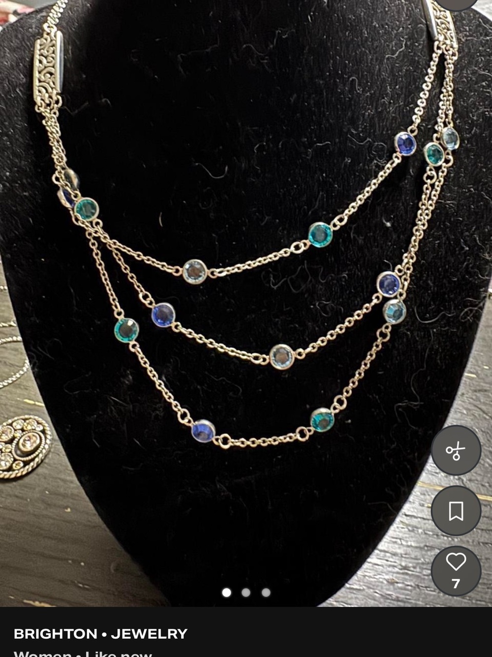 Brighton Gold-Tone Layered Necklace with Blue and Teal Crystals